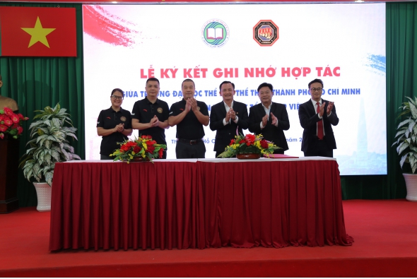 Lễ ký kết hợp tác giữa Trường Đại học TDTT TP. Hồ Chí với Liên đoàn Võ thuật tổng hợp Việt Nam